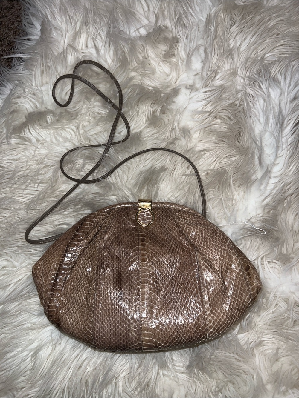 Python snakeskin evening Clutch shoulder bag by Sylvia with Gold tone closure